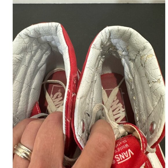 Vans Off The Wall Unisex Hi Top Red/White Skateboarding Racing Sneaker 7M 8.5W - Picture 10 of 14